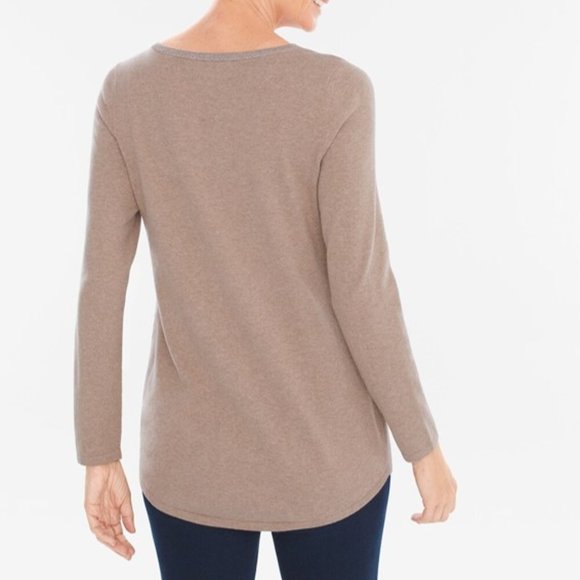 Zenergy by Chico's Cotton-Cashmere Blend Jeweled Owl Top Shirt Sweater Sz XL VGC - Picture 6 of 9